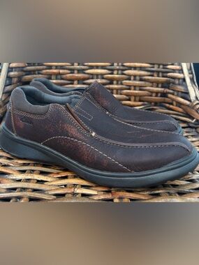CLARKS MENS COTRELL STEP SLIP ON SHOES BROWN SIZE 9.5